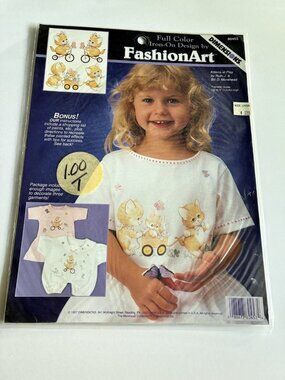 Dimensions FashionArt Kittens at Play Iron-On Fabric Transfer Vintage 80453 New